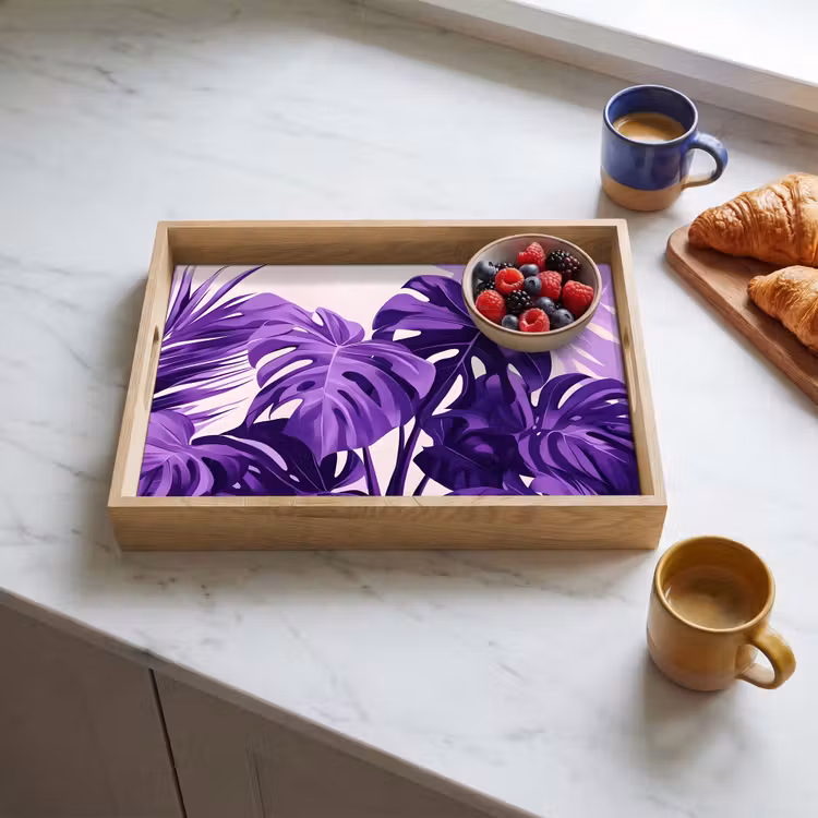 Tray - Leaves - Purple - Tropical - Abstract — 3