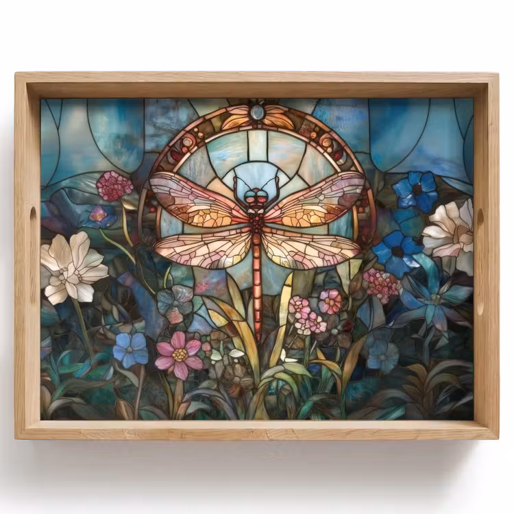 Tray - Libelle - Mosaic - Flowers - Colorful — 1