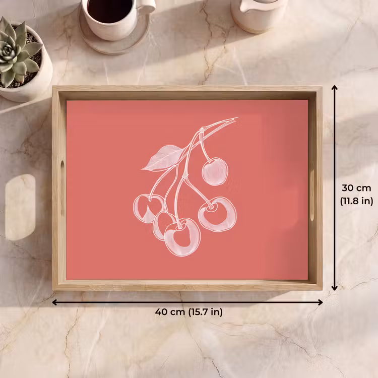 Tray - Line illustration - Cherry - Branch - White — 7