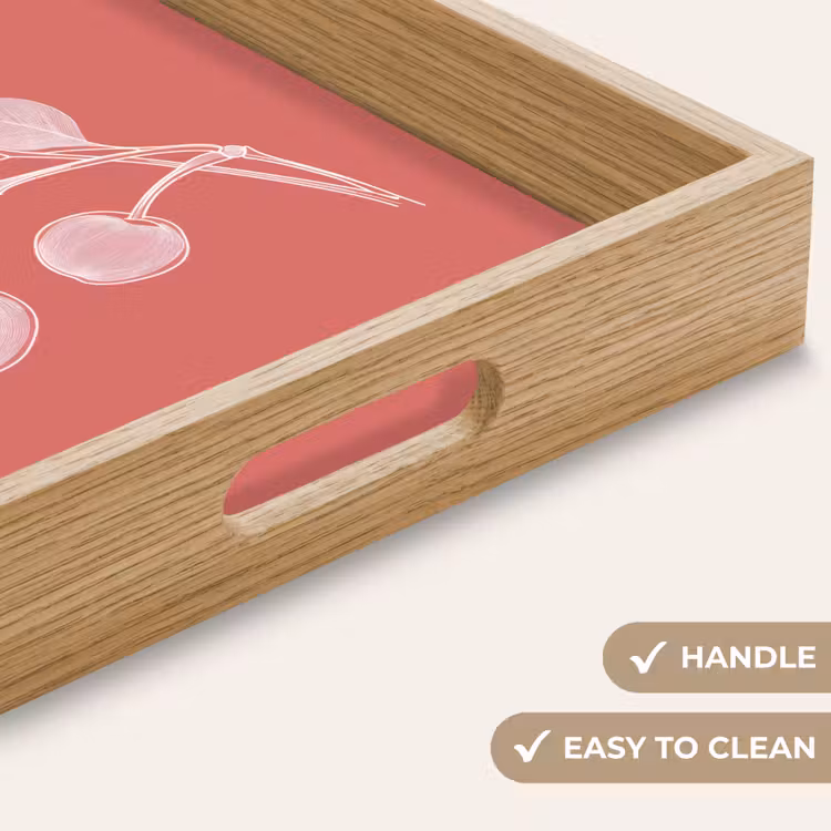 Tray - Line illustration - Cherry - Branch - White — 9