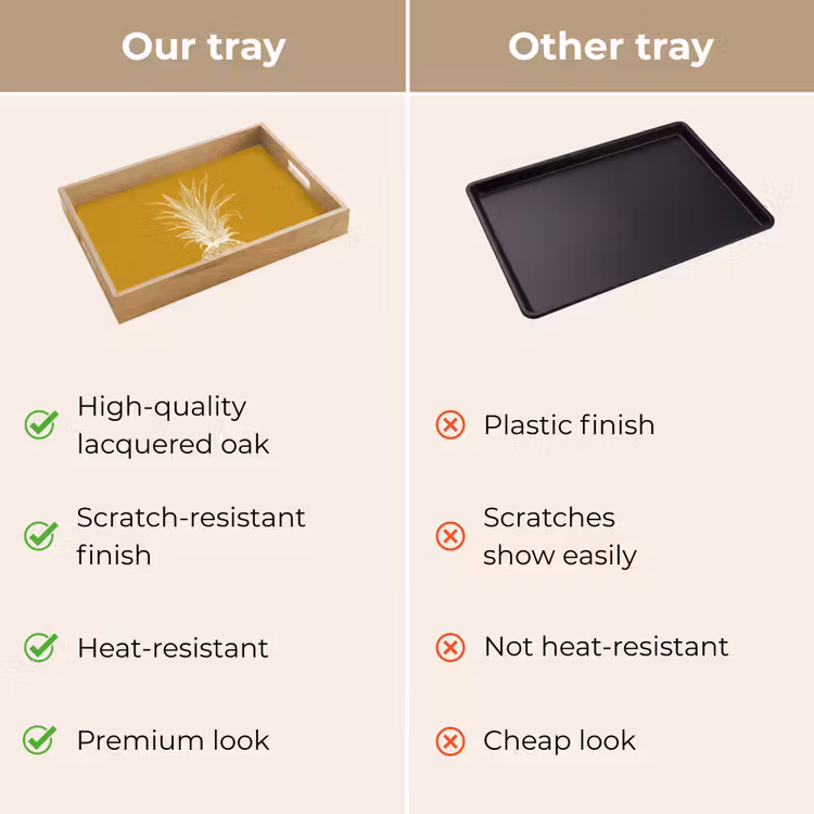 Tray - Line illustration - Pineapple - Leaf crown - Ochre yellow — 10