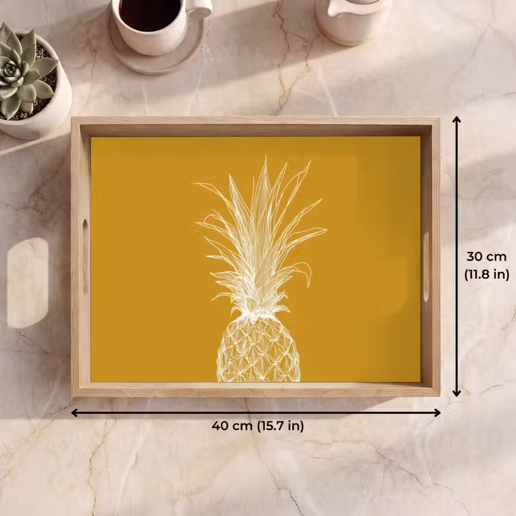 Tray - Line illustration - Pineapple - Leaf crown - Ochre yellow — 7