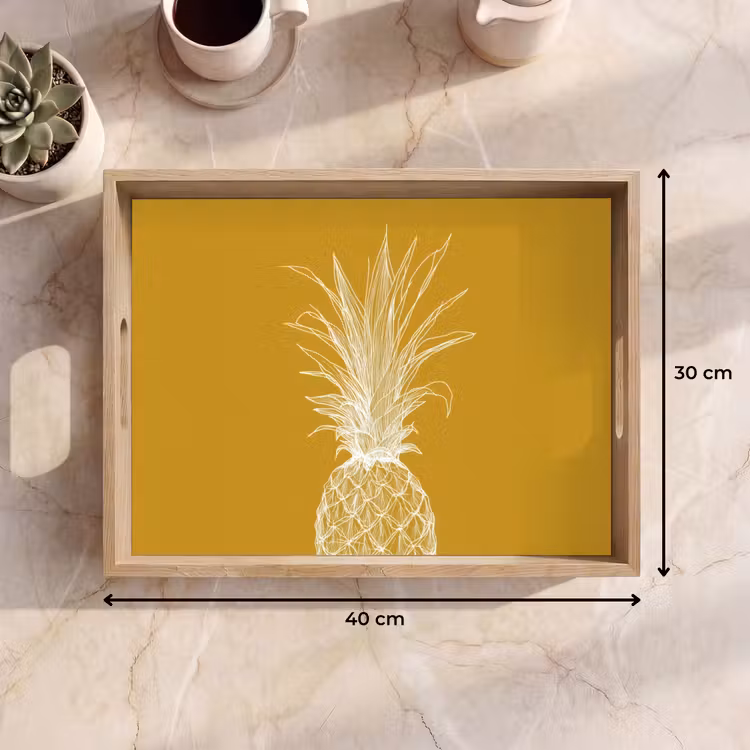 Tray - Line illustration - Pineapple - Leaf crown - Ochre yellow — 8