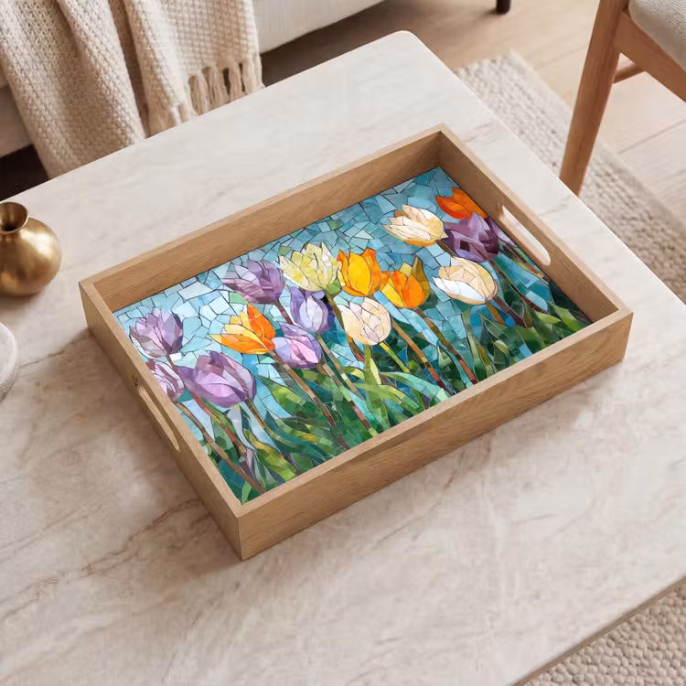 Tray - Mosaic - Field - Tulips - Colorful — 2