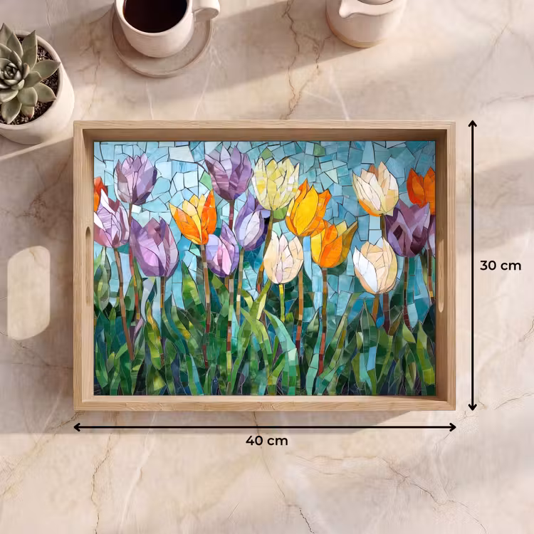 Tray - Mosaic - Field - Tulips - Colorful — 8