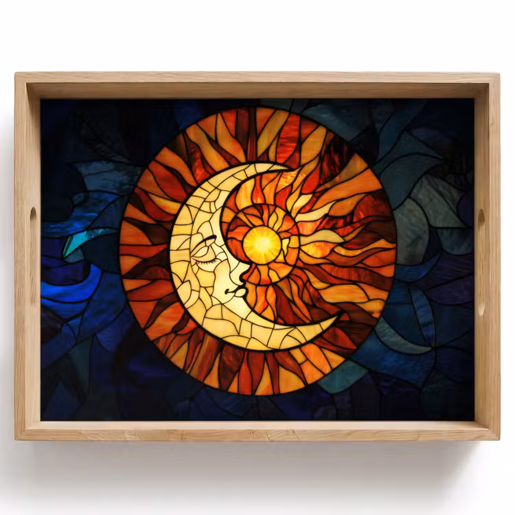 Tray - Mosaic - Glass - Moon - Dark blue — 1