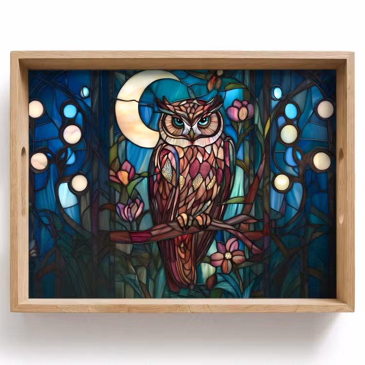 Tray - Owl - Mosaic - Moon - Night — 1