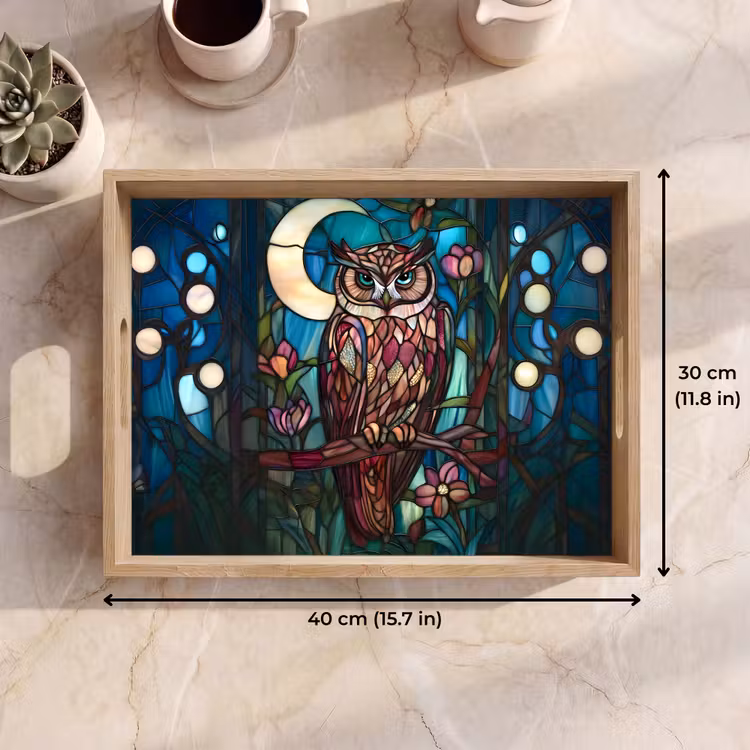 Tray - Owl - Mosaic - Moon - Night — 7