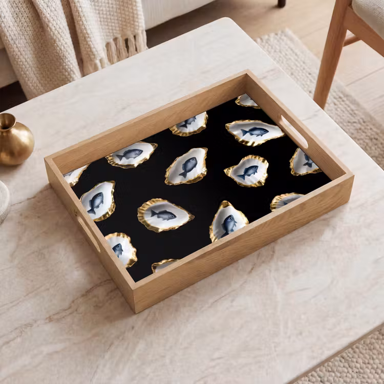 Tray - Oysters - Fish - Blue - Gold — 2