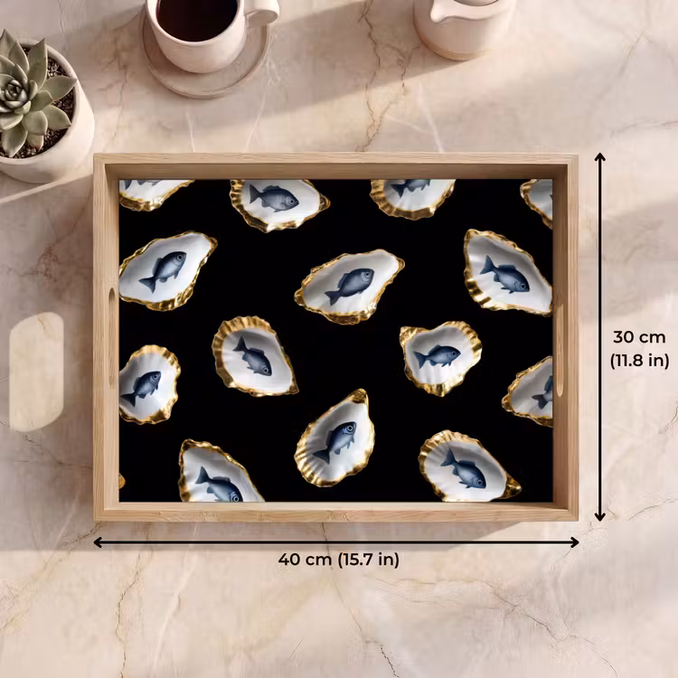 Tray - Oysters - Fish - Blue - Gold — 7