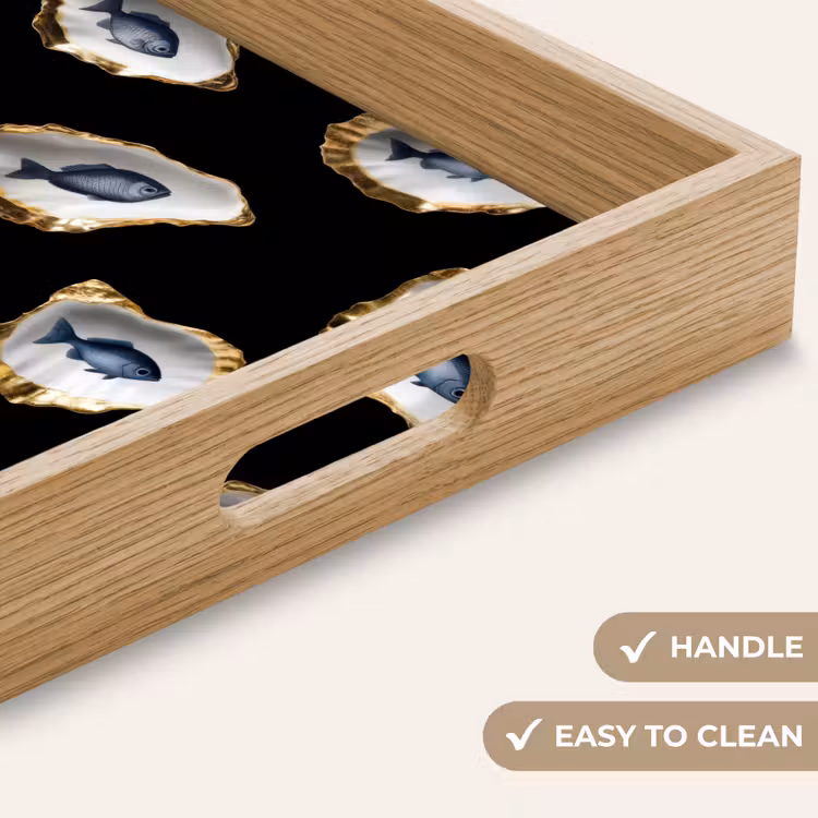Tray - Oysters - Fish - Blue - Gold — 9