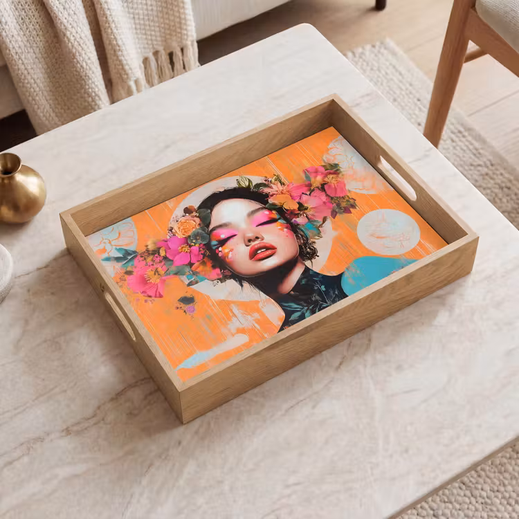Tray - Portrait - Woman - Abstract - Flowers — 2