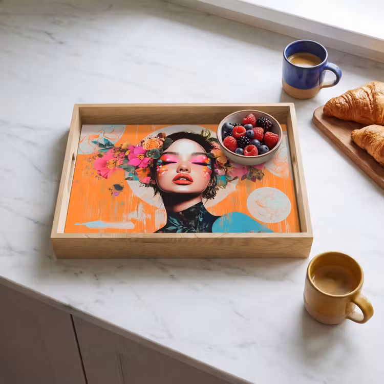 Tray - Portrait - Woman - Abstract - Flowers — 3