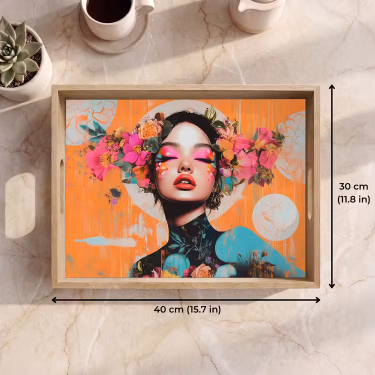 Tray - Portrait - Woman - Abstract - Flowers — 7
