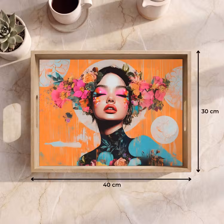 Tray - Portrait - Woman - Abstract - Flowers — 8