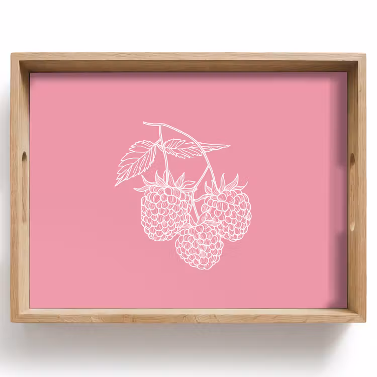 Tray - Raspberries - Stem - Drawn - Pink — 1