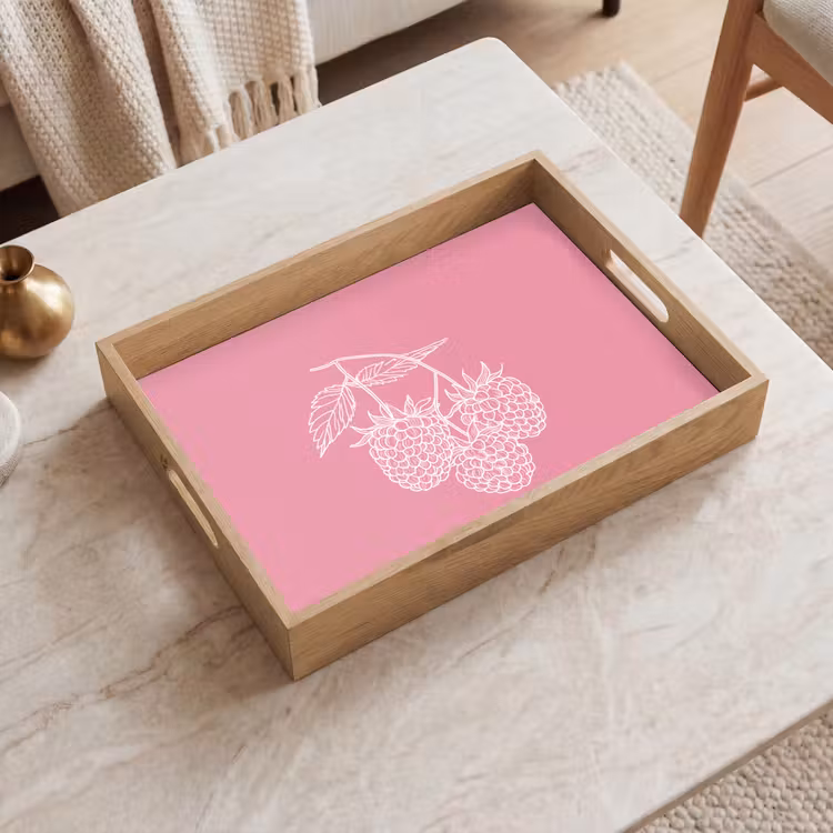 Tray - Raspberries - Stem - Drawn - Pink — 2