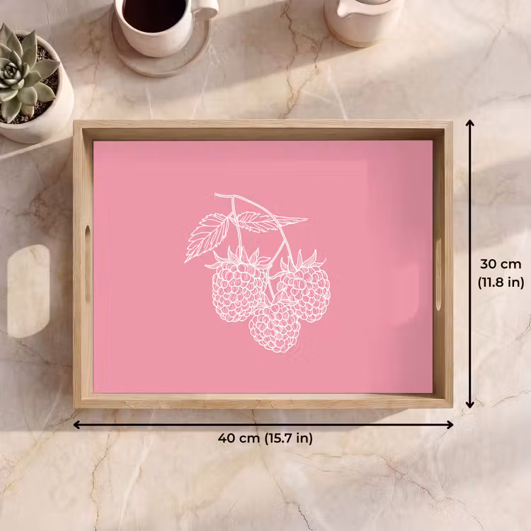 Tray - Raspberries - Stem - Drawn - Pink — 7