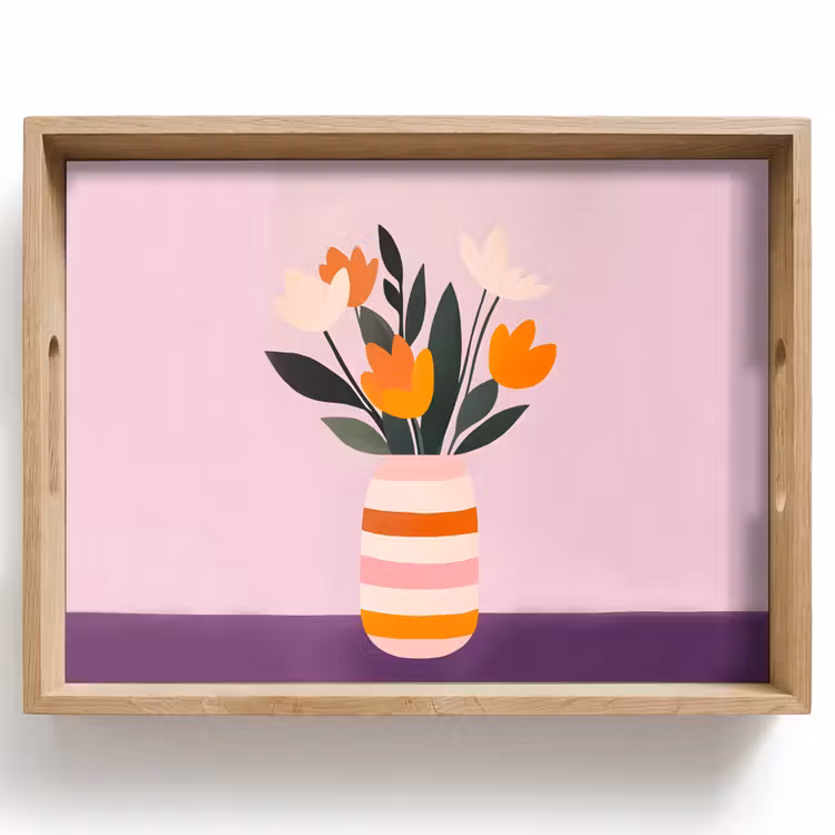 Tray - Tulips - Vase - Stripes - Purple — 1