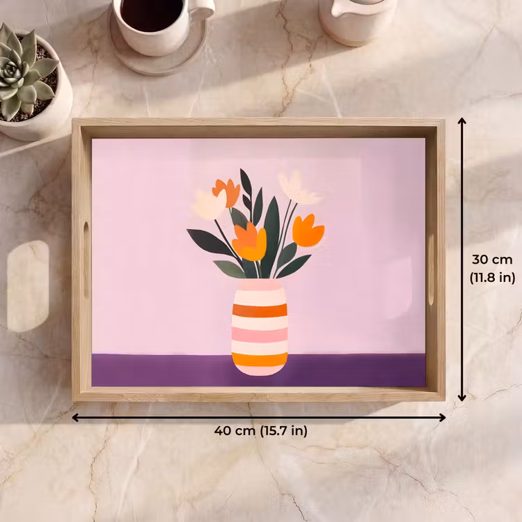 Tray - Tulips - Vase - Stripes - Purple — 7