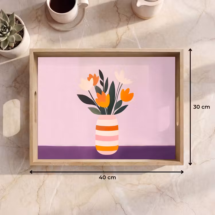 Tray - Tulips - Vase - Stripes - Purple — 8