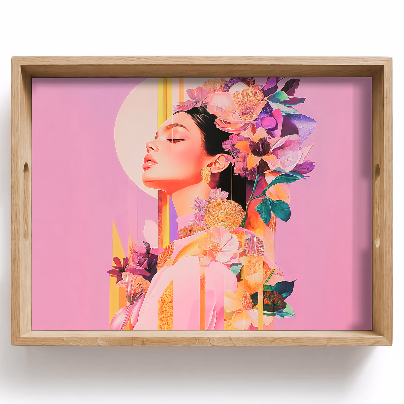 Tray - Woman - Flowers - Purple - Abstract — 1