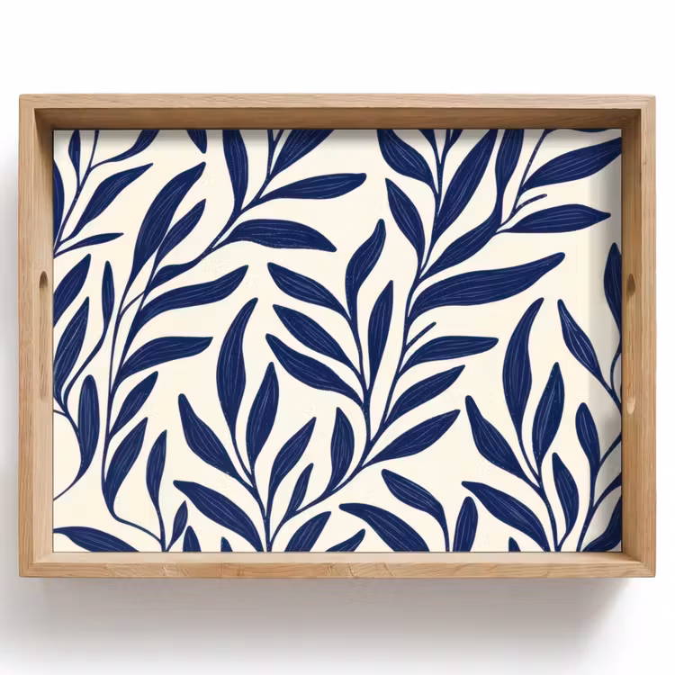 Tray - Leaves - ivy - Dark blue — 1