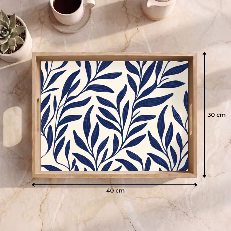 Tray - Leaves - ivy - Dark blue — 8