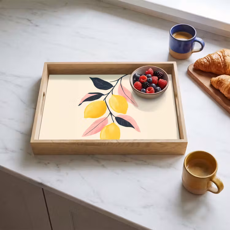 Tray - Lemons - Bright yellow - Branch - Leaves — 3