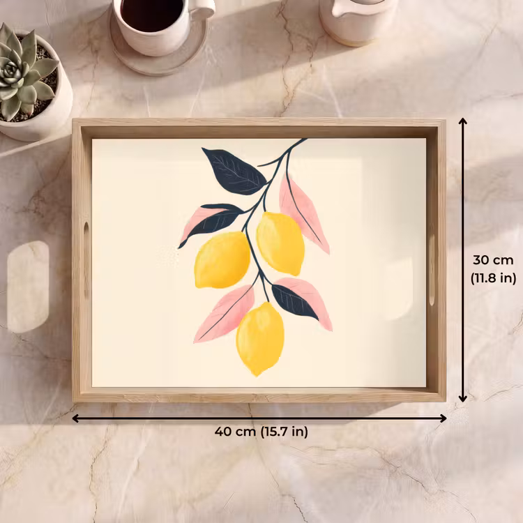 Tray - Lemons - Bright yellow - Branch - Leaves — 7