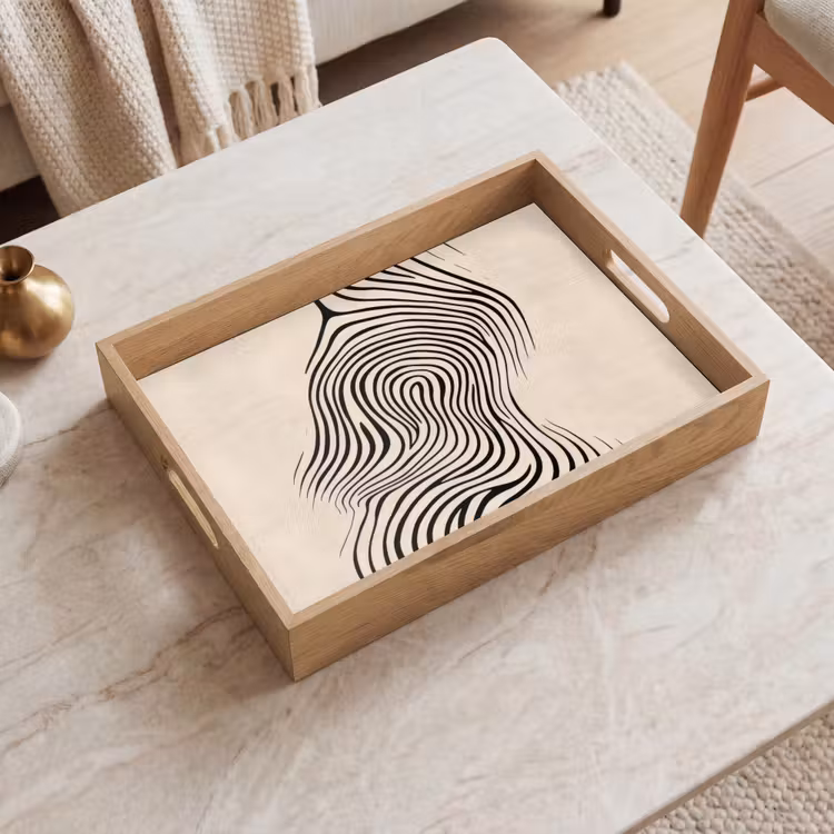 Tray - Lines - Abstract - Wavy - Black — 2