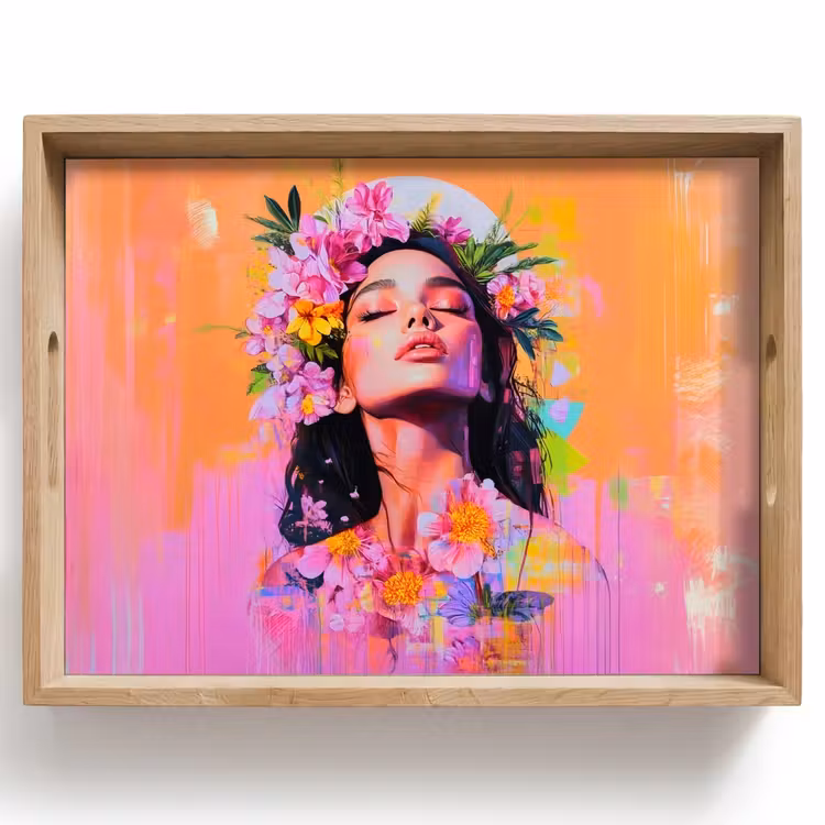 Tray - Portrait - Flower crown - Woman — 1