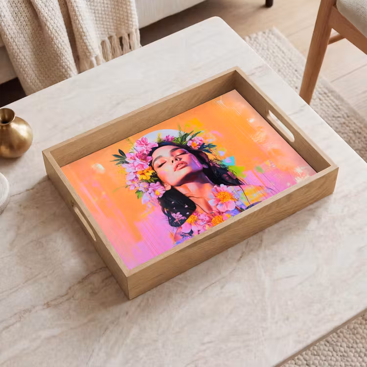 Tray - Portrait - Flower crown - Woman — 2