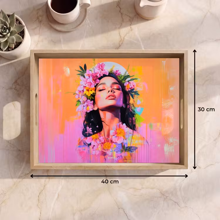 Tray - Portrait - Flower crown - Woman — 8