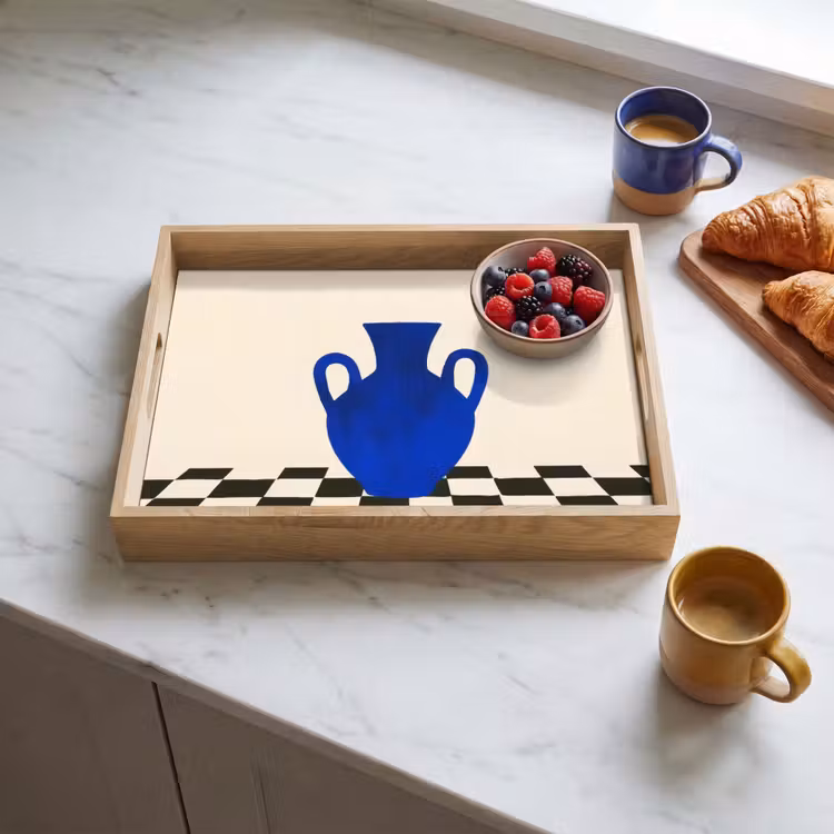 Tray - Vase - Blue - Blocked - Modern — 3