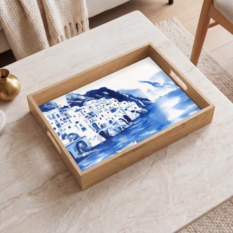 Tray - Village - Rock Wall - Rowboat - Water — 2