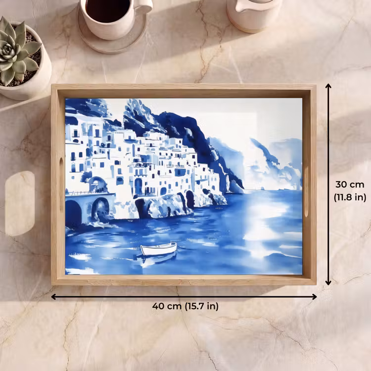 Tray - Village - Rock Wall - Rowboat - Water — 7