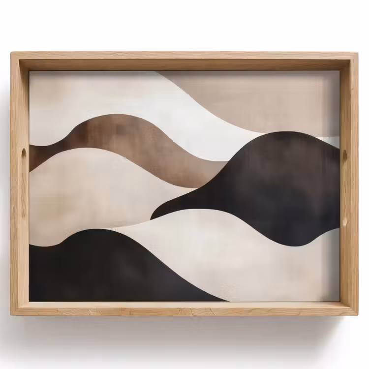 Tray - Waves - Abstract - Beige — 1