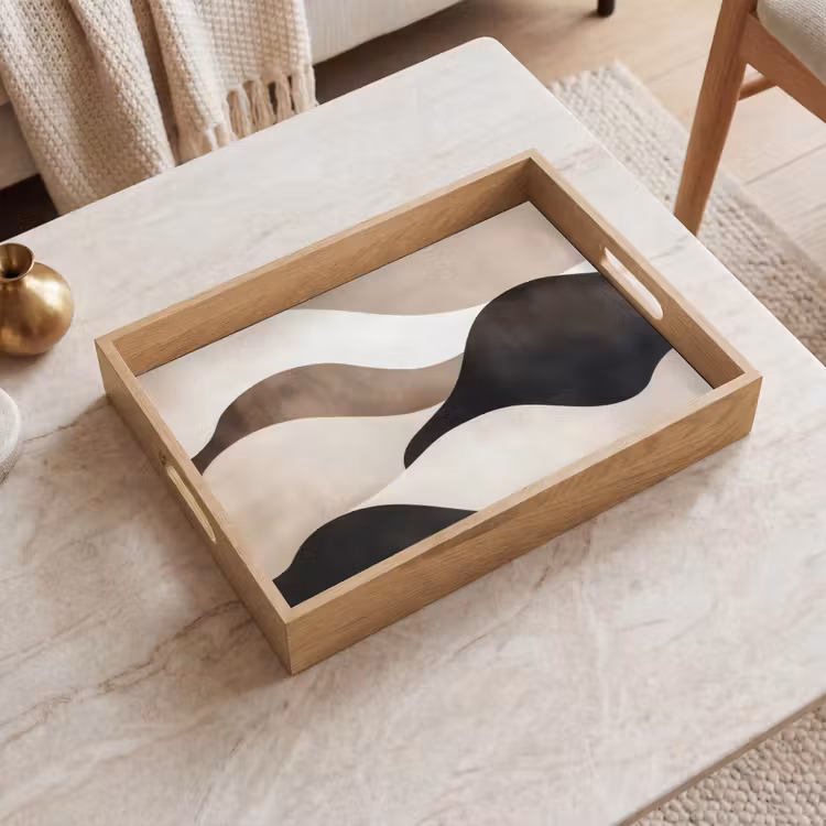 Tray - Waves - Abstract - Beige — 2