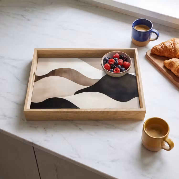 Tray - Waves - Abstract - Beige — 3