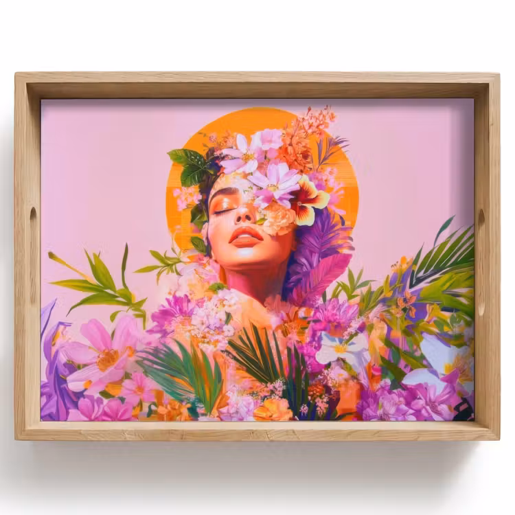 Tray - Woman - Abstract - Circle - Flowers — 1