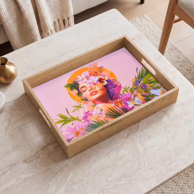 Tray - Woman - Abstract - Circle - Flowers — 2