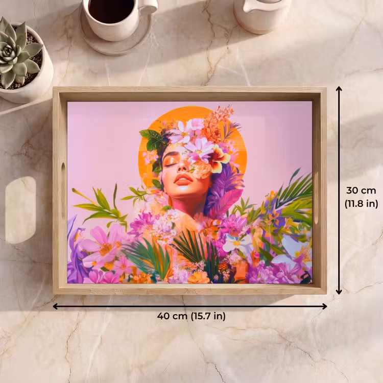 Tray - Woman - Abstract - Circle - Flowers — 7