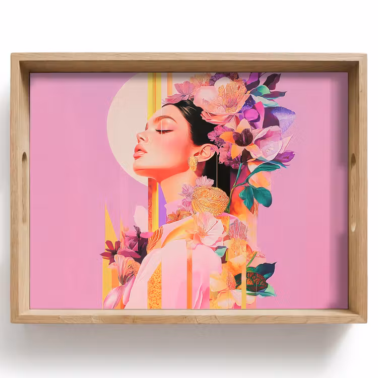 Tray - Woman - Flowers - Purple - Abstract — 1