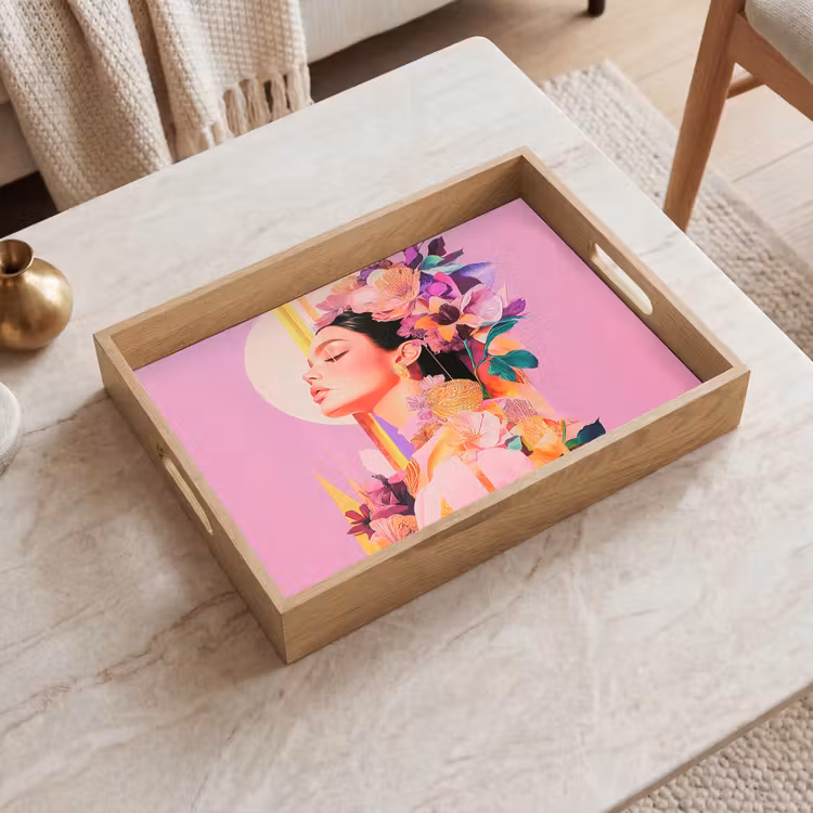 Tray - Woman - Flowers - Purple - Abstract — 2