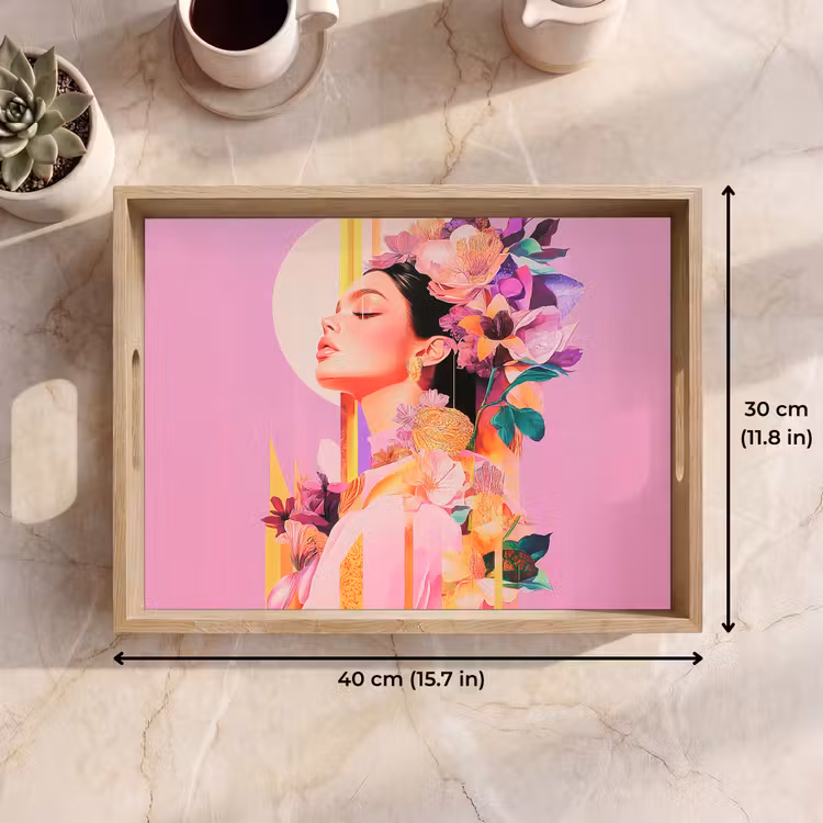 Tray - Woman - Flowers - Purple - Abstract — 7
