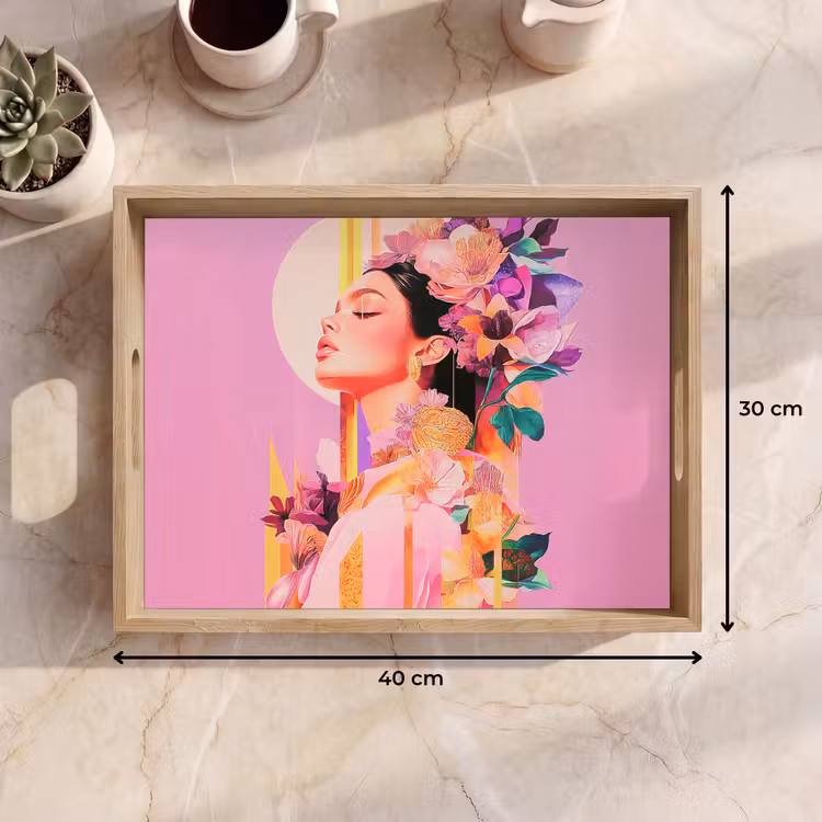 Tray - Woman - Flowers - Purple - Abstract — 8