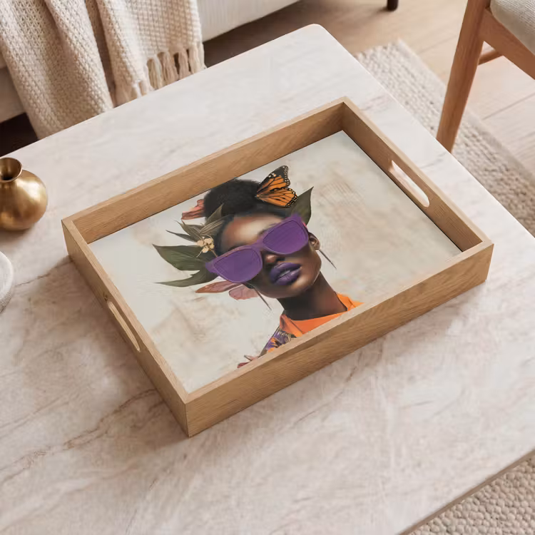 Tray - Woman - Sunglasses - Butterfly - Flowers — 2