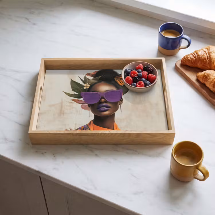 Tray - Woman - Sunglasses - Butterfly - Flowers — 3