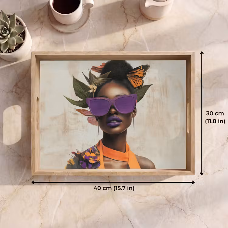 Tray - Woman - Sunglasses - Butterfly - Flowers — 7